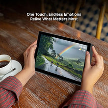 Load image into Gallery viewer, Avyona 10.1" Smart WiFi Digital Photo Frame — 3000mAh Battery, 32GB Storage, HD IPS Touchscreen, Frameo App Instant Photo/Video Sharing, Auto-Rotate, Raven Black