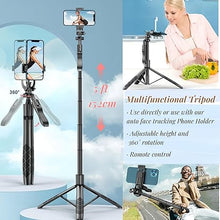 Load image into Gallery viewer, Auto Face Tracking Tripod, 360° Rotation Face Body Tracking Phone Holder, Rechargeable Phone Camera Mount Remote and Gesture Control with Adjustable Selfie Stick Tripod Stand for Phone Camera GoPro