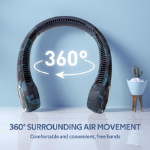 Load image into Gallery viewer, Portable Neck Fan, Hands Free Bladeless Fan, 360° Cooling Personal Fan,Wearable Quiet Fan for Outdoor Indoor, Birthday Gifts for Men Women Mom Dad, 4000mAh Battery USB Rechargeable(Blue Camouflage)