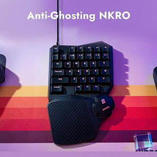 Load image into Gallery viewer, X0 One Handed Gaming Keyboard, 35 Keys North-Facing Red Backlit Wired QMK Keypad, Silicone Palm Rest, Shine-Through Double-Shot Keycaps with Linear Red Mechanical Switch for Windows/Linux