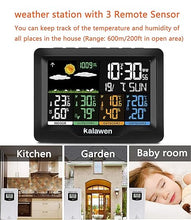Load image into Gallery viewer, Kalawen Home Wireless Weather Station Multiple Sensors with Atomic Clock, Indoor/Outdoor Thermometer Wireless Humidity Barometer Monitor