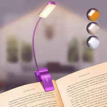 Load image into Gallery viewer, Gritin 9 LED Rechargeable Book Light for Reading in Bed - Eye Caring 3 Color Temperatures,Stepless Dimming Brightness,80 Hrs Runtime Small Lightweight Clip On Book Reading Light-Dark Purple