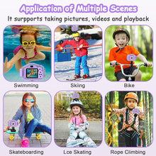Load image into Gallery viewer, Agoigo Kids Waterproof Underwater Camera Toys for 3-12 Year Old Boys Girls Christmas Birthday Gifts Children HD Video Digital Cameras 2 Inch IPS Screen with 32GB Card (Purple)