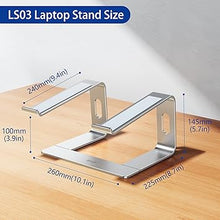 Load image into Gallery viewer, BESIGN LS03 Aluminum Laptop Stand, Ergonomic Detachable Computer Stand, Riser Holder Notebook Stand Compatible with Air, Pro, Dell, HP, Lenovo More 10-15.6" Laptops, Silver