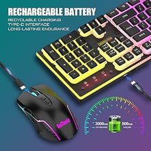 Load image into Gallery viewer, RedThunder K10 Wireless Gaming Keyboard and Mouse Combo, RGB Backlit Rechargeable 3800mAh Battery, Mechanical Feel Anti-ghosting Keyboard with Pudding Keycaps + 7D 3200DPI Mice for PC Gamer (Black)