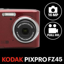 Load image into Gallery viewer, KODAK PIXPRO Friendly Zoom FZ45-RD 16MP Digital Camera with 4X Optical Zoom 27mm Wide Angle and 2.7" LCD Screen (Red)