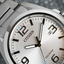 Load image into Gallery viewer, Citizen Men's Eco-Drive Weekender Garrison Field Watch in Stainless Steel, Silver Dial (Model: AW1430-86A)