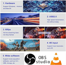 Load image into Gallery viewer, Video Capture Card with Loop Out, HDMI USB 2.0 4K HD 1080P 60FPS Game Capture Video Audio Recorder for Live Streaming for PS3/ PS4 /Xbox One/DSLR/Camcorders/Action Cam
