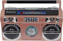 Load image into Gallery viewer, Studebaker SB2145RG 80's Retro Street Bluetooth Boombox with FM Radio, CD Player, LED EQ, 10 Watts RMS Power and AC/DC in Rose Gold