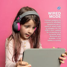 Load image into Gallery viewer, JLab JBuddies Studio 2 Wireless +Wired On-Ear Kids Headphones, Grey/Pink, 65+ Hour Battery Life, Volume Safe, Volume Limiter, Folding, Adjustable, Noise Isolation, with Mic