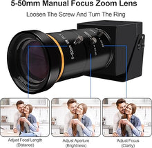 Load image into Gallery viewer, MMlove 4K HDMI USB Camera 30FPS Webcam 10X Variable Focus 5-50mm Zoom Lens H.265 2X Digital Zoom PC Streaming Close up Zoom in and Out Web Camera for Conference Classes