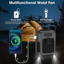 Load image into Gallery viewer, Portable Waist Clip Fan, 8000mAh Personal Cool Clip Fan Under Shirt with Max 30H Working Time & 3 Speeds 5500RPM Strong Airflow, Hands-free Wearable Body Belt Fan for Outdoor