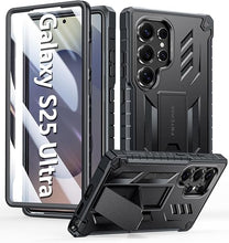 Load image into Gallery viewer, FNTCASE for Samsung Galaxy S25-Ultra Case: Military Grade Drop Proof Protection Mobile Cover with Kickstand | Matte Textured Rugged Shockproof TPU | Protective Sturdy Phone Case - Black