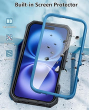 Load image into Gallery viewer, FNTCASE for iPhone 16 Phone Case: Military Grade Rugged Cell Phone Cover with Kickstand & Holster | Shockproof TPU Protection Bumper Matte Textured Design for iPhone 16 Cases 6.1 inch-Blue