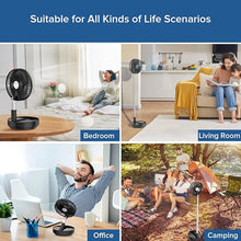 Load image into Gallery viewer, Belife X8 Portable Fan, Cordless 7200mAh Battery Operated Oscillating Fan, USB Rechargeable Desk Floor Fan with Remote, Foldable Telescopic Fan for Home Bedroom Sleeping Office Camping Travel (Black)