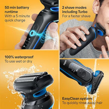 Load image into Gallery viewer, Braun Electric Shaver for Men, Series 5 5150cs, Wet & Dry Shave, Turbo Shaving Mode, Foil Shaver, with Beard Trimmer, Body Groomer and Charging Stand, Blue