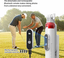 Load image into Gallery viewer, 62" Phone Tripod & Selfie Stick for Golf Training, Extendable Cell Phone Tripod Stand with Wireless Remote and Phone Holder, Golf Training Aid - Compatible with iPhone Android Phone(White)