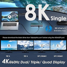 Load image into Gallery viewer, WAVLINK Thunderbolt 4 Dock with 100W Charging, Displaylink Docking Station Quad 4K@60Hz Monitors,3 Thunderbolt 4 Ports, 2.5G Ethernet, USB C Docking Station for Mac and PC,Displaylink Driver Required