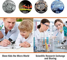 Load image into Gallery viewer, USB Digital Microscope 40X to 1000X, 8 LED Magnification Endoscope Camera with Carrying Case & Metal Stand, Compatible for Android Windows 7 8 10 11 Linux Mac