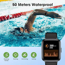 Load image into Gallery viewer, Fitness Tracker Watch with Heart Rate Monitor, Large Screen Activity Tracker with Pedometer, Sleep Monitor, Calories & Step Counter, 5ATM Waterproof Smart Watch for Women Men Fitness Watch for Sports