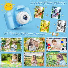 Load image into Gallery viewer, Kids Camera for Boys and Girls, GPOSY Digital Camera for Kids, Toddler Camera Christmas Birthday Toy Gifts for Kids Age 3 4 5 6 7 8 9 10 with 32GB SD Card, Video Recorder 1080P HD(Blue)