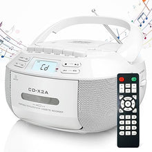 Load image into Gallery viewer, Greadio CD Player Boombox Cassette Player Combo with Bluetooth,AM/FM Radio,Stereo Sound with Remote Control,AUX/USB Drive,Tape Recording,AC/DC Powered,Headphone Jack,LCD Display for Home,Kids,Gift