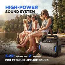 Load image into Gallery viewer, ION Tailgater Boom - Outdoor Portable Bluetooth Speaker with Mic in, FM Radio, USB Port, Battery, IPX5 Water-Resistant, Wireless Stereo-Link, App, 60W