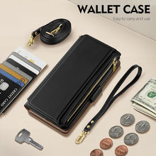 Load image into Gallery viewer, Antsturdy Compatible with Samsung Galaxy S25 Ultra Wallet Case for Women?RFID Blocking? Crossbody Phone Case PU Leather Zipper with Wrist Strap Flip Cover Credit Card Holder for S25 Ultra,(Black)
