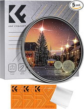 Load image into Gallery viewer, K&F Concept 67mm Variable Star Filter Cross Screen Starburst Filter 4, 8 Points -18 Layer Coating Ultra Slim Optical Glas Camera Lens Filter with 3 Cleaning Cloth