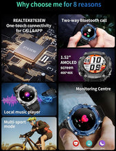 Load image into Gallery viewer, Smart Watch with Earbuds, 1.52" HD Screen Smartwatch for Men, Rugged Military Bluetooth Call Fitness Tracker,3 in 1 Bluetooth Watch with Local Music,Sleep Monitor,Heart Rate