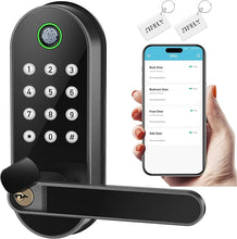 Load image into Gallery viewer, Keyless-Entry Fingerprint Smart Door Lock: Sifely Digital Electronic Lock with Code Passcode, Electric Door Knob, Biometric Door Handle Lock, Perfect for Exterior/Interior/Entry/Bedroom Doors (Black)