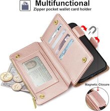 Load image into Gallery viewer, Antsturdy Compatible with Samsung Galaxy S25 Wallet Case with Card Holder,PU Leather Phone Case Flip Protective Cover RFID Blocking Wrist Strap Credit Card Slots Kickstand Men Women,Rose Gold