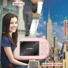 Load image into Gallery viewer, Digital Camera for Teens, 48MP Autofocus Point and Shoot Anti-Shake Camera with 16X Zoom, 4K UHD Video Camera, 32GB Card, Portable Compact Vlogging Camera for Teens Girls Boys - Pink