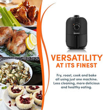Load image into Gallery viewer, Elite Gourmet EAF-1121X Personal 1.1 Qt. Compact Space Saving Electric Hot Air Fryer Oil-Less Healthy Cooker, Timer & Temperature Controls, 1000W Black
