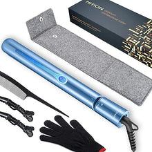 Load image into Gallery viewer, NITION Nano Titanium Hair Straightener 1" Heating Plate Smooth Straightening Flat Iron for Hair. LCD 265-450°F Adjustable for All Hair Type. Travel Pouch Bag Included. MCH Fast Heating Up. Blue