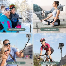 Load image into Gallery viewer, Sensyne 88" Phone Tripod, Selfie Stick Tripod with 14.95" Flexible Gooseneck, Overhead Cell Phone Stand for Video Recording, Photography, Compatible with Phone, Camera