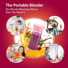 Load image into Gallery viewer, Portable Blender for Shakes and Smoothies, USB Rechargeable Personal Blender, Mini Blender with a 17.6oz Capacity, Strong Stainless-Steel Blades, and Powerful Motor, For Travel, Camping, Gym (Pink)