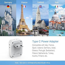 Load image into Gallery viewer, TESSAN 3 Pack European Travel Plug Adapter USB C, US to Europe Power Adapter with 4 AC Outlets and 3 USB (1 USB C), Euro Charger Adaptor Type C for USA to EU Spain France Iceland Italy Germany Greece