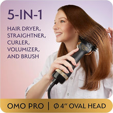Load image into Gallery viewer, Professional Blowout Hair Dryer Brush, Black Gold Dryer and Volumizer, Hot Air Brush for Women, 75MM Oval Shape (Black Gold)