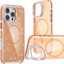 Load image into Gallery viewer, CCSmall Bling Sparkle Cute Clear Case for Apple iPhone 16 Pro – Crystal Anti-Yellowing, Compatible for MagSafe with Camera Ring Stand for Girls Women for iPhone 16 Pro XCS Orange