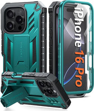 Load image into Gallery viewer, FNTCASE for iPhone 16 Pro Case: Military Grade Drop Proof Protection Mobile Cover with Kickstand | Matte Textured Rugged Shockproof TPU | Protective Sturdy Phone Case - 6.3 inch Green