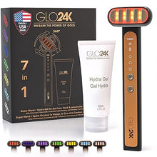 Load image into Gallery viewer, GLO24K 7 Color LED Super Wand + Hydra Gel for Radiant, Glowing Skin on the Face, Neck, and Around the Eyes