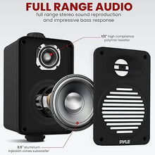 Load image into Gallery viewer, Pyle Indoor Outdoor Speakers Pair - 200 Watt Dual Waterproof 3.5” 2-Way Full Range Speaker System w/ 1/2” High Compliance Polymer Tweeter - in-Home, Boat, Marine, Deck, Patio, Poolside (Black)