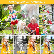Load image into Gallery viewer, Digital Camera, FHD 1080P Digital Camera for Kids with 32GB SD Card Compact Point and Shoot Camera 16X Zoom Anti Shake Portable Cameras Small Camera for Teens Boys Girls Seniors with Best Wishes Card