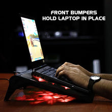 Load image into Gallery viewer, ENHANCE Gaming Laptop Cooling Pad Stand with LED Cooler Fans , Adjustable Height , & Dual USB Port for 17 inch Laptops - 5 Ultra Quiet High Performance Fans 2630 RPM & Built-In Bumpers - Red