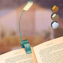 Load image into Gallery viewer, Gritin 9 LED Rechargeable Book Light for Reading in Bed - Eye Caring 3 Color Temperatures,Stepless Dimming Brightness,80 Hrs Runtime Small Lightweight Clip On Book Reading Light for Studying-Green
