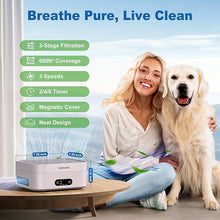 Load image into Gallery viewer, Air Purifiers for Home, TDBYWAE Air Purifier for Bedroom Up to 600 ft², H13 True HEPA Air Purifier for Pets Dust Dander Pollen Odor Smoke, with New Quiet Wind Wheel System, for Desk/Car/Travel?Pink?