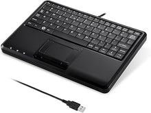 Load image into Gallery viewer, Perixx PERIBOARD-510H Plus, Wired Super Mini USB Touchpad Keyboard, X Type Scissor Keys with 2 Built-in Hubs, Black, US English Layout (11005)