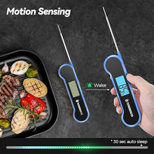 Load image into Gallery viewer, 0.5 Sec Instant Read Meat Thermometer Digital with ±0.5℉ Precision, 100% Waterproof Auto Flip Bright LCD Screen, Motion Sensing Food Thermometer for Cooking Kitchen Oven Grill Candy BBQ, Blue