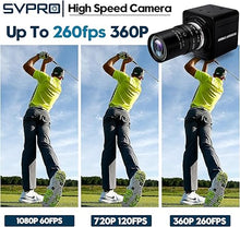 Load image into Gallery viewer, SVPRO 1080P 60fps USB Camera High Speed 260fps@360P,120fps@720P UVC Camera for Golf Swing,Maual Focus Webcam with 5-50mm Varifocal Lens 10X Optical Zoom Video Camera for Computer Laptop